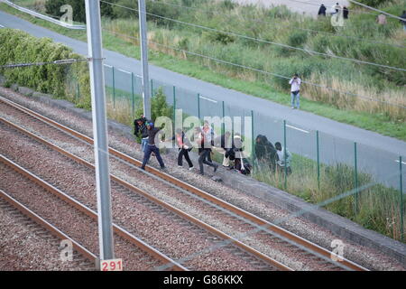 Calais Flüchtlingskrise Stockfoto