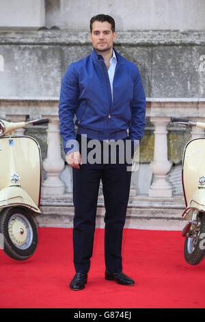 Premiere von The man from Uncle - London. Henry Cavill bei der britischen Premiere von The man from U.N.C.L.E. im Somerset House, London. Stockfoto
