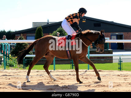 Pferderennen - Southwell Racecourse. George Fenton von Ann Stokell geht auf den Posten Stockfoto