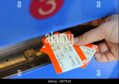 Bahn-Ticket-Preise Stockfoto