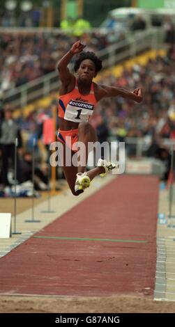 Leichtathletik – Securicor Games, Sheffield. Ashia Hansen, Großbritannien, Women's Triple Jump Stockfoto