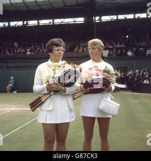 Tennis - Wimbledon Meisterschaft 1967 - Ladie Einzel Finale - Billie Jean King V Ann Haydon Jones - The All England Lawn Ten... Stockfoto