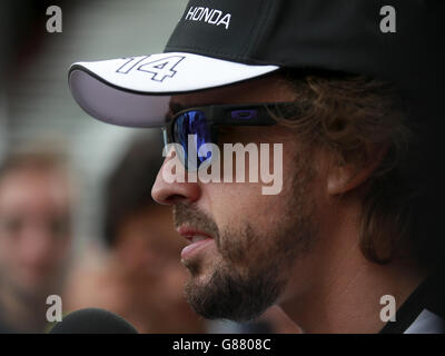 Motorsport - Formel-1-Weltmeisterschaft - Großer Preis Von Italien 2015 - Paddock Day - Monza Circuit. Fernando Alonso von McLaren beim Fahrerlager-Tag für den Großen Preis von Italien 2015 in Monza, Italien. Stockfoto