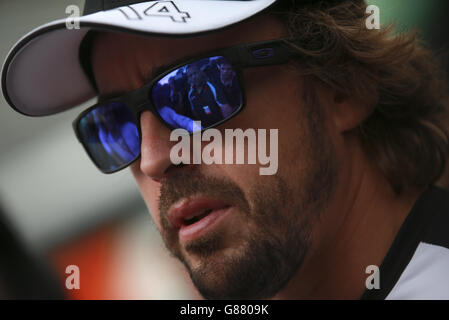 Motorsport - Formel-1-Weltmeisterschaft - Großer Preis Von Italien 2015 - Paddock Day - Monza Circuit. Fernando Alonso von McLaren beim Fahrerlager-Tag für den Großen Preis von Italien 2015 in Monza, Italien. Stockfoto