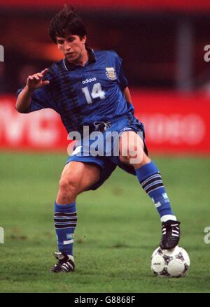 Fußball - Argentinien / Uraguay, Finale der Jugendweltmeisterschaft. Diego Placente, Argentinien Stockfoto