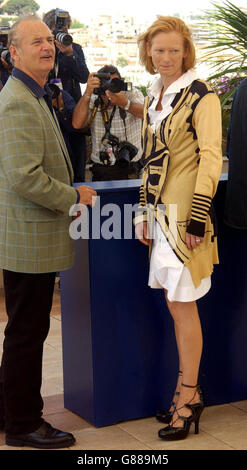 Cannes Film Festival 2005 - 'Broken Flowers' Photocall - Riviera Terrace. Bill Murray und Tilda Swinton. Stockfoto