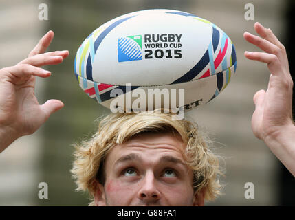 Rugby Union - Ankündigung Der Schottischen Fußballweltmeisterschaft - Universität Edinburgh. Richie Gray aus Schottland während der Ankündigung des Kaders im Old College Quad an der University of Edinburgh, Schottland. Stockfoto