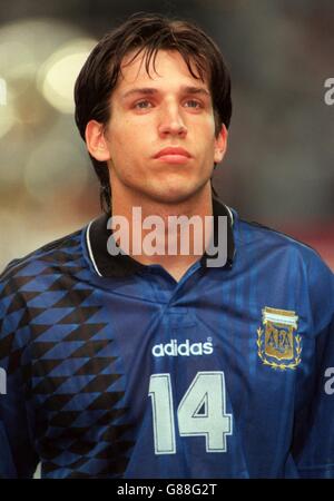 Fußball - Argentinien / Uraguay, Finale der Jugendweltmeisterschaft. Diego Placente, Argentinien Stockfoto