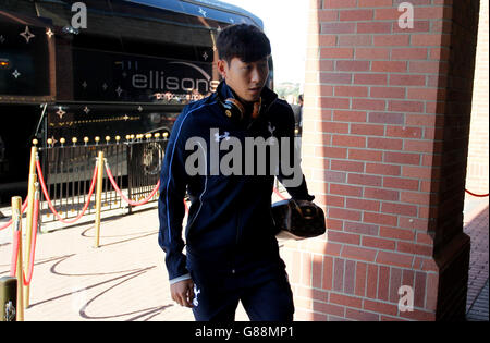 Son Heung-Min von Tottenham Hotspur kommt vor dem Spiel der Barclays Premier League im Stadium of Light, Sunderland, im Stadion an. Stockfoto