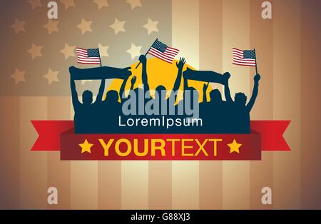 Logo des Menschen winken amerikanische nationalen Flaggen Stock Vektor