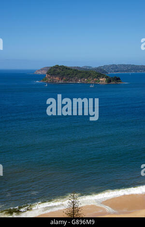 Lion Insel Pittwater aus Warrah Lookout Sydney NSW Australia Stockfoto