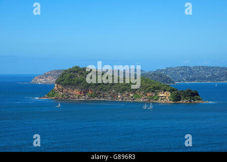 Lion Insel Pittwater aus Warrah Lookout Sydney NSW Australia Stockfoto