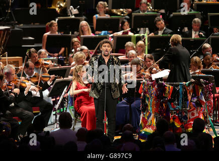 Der deutsche Sänger Jonas Kaufmann tritt während der BBC Last Night of the Proms in der Royal Albert Hall in London auf. Stockfoto