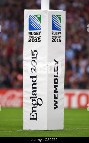 Rugby Union - Rugby-Weltmeisterschaft 2015 - Pool A - Neuseeland gegen Argentinien - Wembley-Stadion. Allgemeine Ansicht eines Postprotektors der Rugby World Cup England 2015 Stockfoto