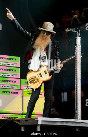 ZZ Top führen beim Glastonbury Music festival Stockfoto