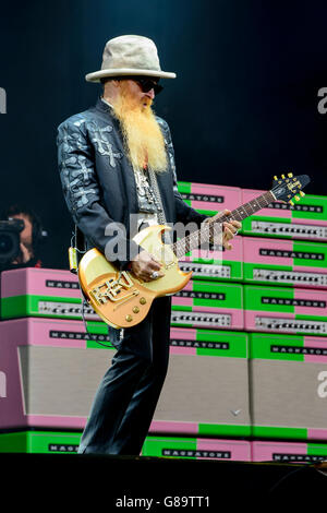 ZZ Top führen beim Glastonbury Music festival Stockfoto