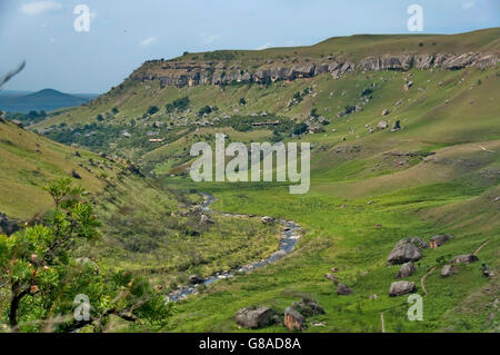 Der Bushmans River Valley in Giants Castle KwaZulu-Natal Natur reserve, Drakensberge Südafrika Stockfoto