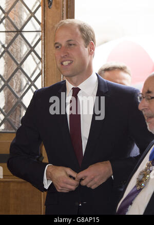 Der Duke of Cambridge, der stellvertretende Schirmherr der Welsh Rugby Union, nahm an der Begrüßungszeremonie von Wales in der Guildhall, London, Teil. Stockfoto