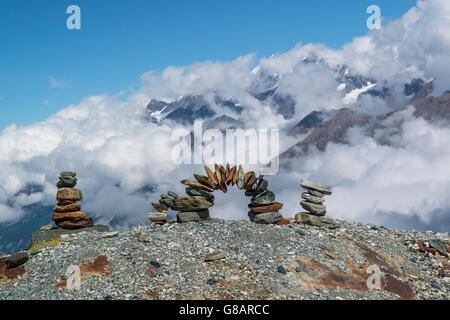 Wegweiser am Matterhorn, Zermatt, Schweiz Stockfoto