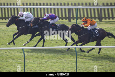 150,000 Tattersalls Oktober Auction Stakes Race Lauf während des Tattersalls Millions Day auf der Newmarket Racecourse. Stockfoto