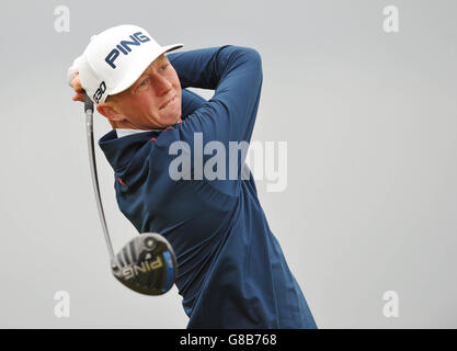 Jimmy Mullen T-Shirt am 16. Tag während des vierten Tages der Alfred Dunhill Links Championship am Old Course, St Andrews. Stockfoto