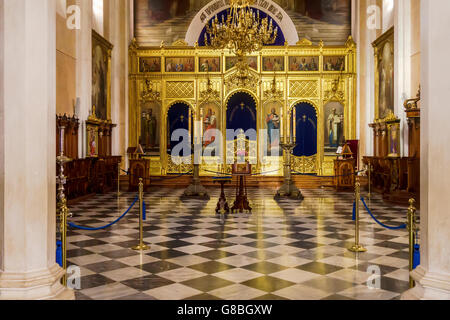 Innenseite der serbischen Kirche Dubrovnik Kroatien Stockfoto