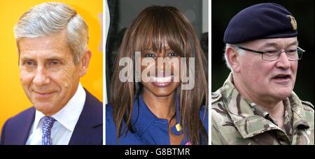 Undatierte Dateifotos von (links nach rechts) Lord Rose, June Sarpong und Sir Peter Wall, die durch die EU-Kampagne "in" als Vorstandsmitglieder angekündigt werden sollen. Stockfoto