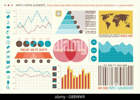 Satz von Infografik Elemente, Web-Technologie-Symbole. Vektor-Timeline, Option Grafik, Barcode-Symbol. Kreisdiagramm Info-Grafik-Symbol. Stock Vektor