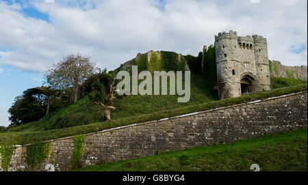 Allgemeine Ansicht von Carisbrooke Castle in der Nähe der Stadt Carisbrooke auf der Isle of Wight Stockfoto