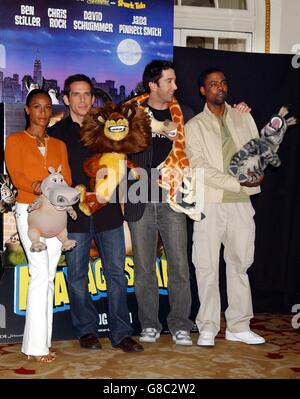 Die Stimmstars des neuen Animationsfilms Madagascar (links-rechts) Jada Pinkett Smith, Ben Stiller, David Schwimmer und Chris Rock. Stockfoto