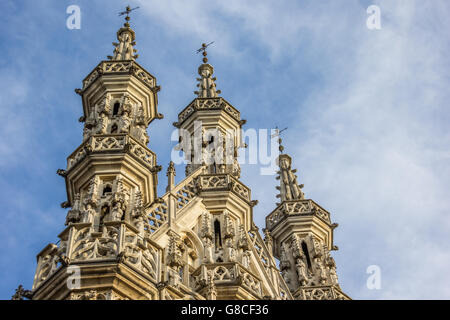 Detail des Rathauses in Leuven, Belgien Stockfoto