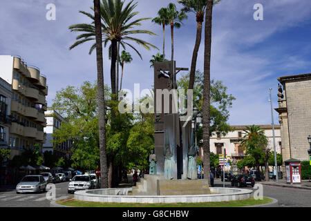 Brunnen, Alameda Marques de Casa Domecq, Jerez De La Frontera, Andalusien, Spanien Stockfoto