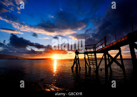 Sonnenuntergang am Holywood über Nordirland Belfast Lough Stockfoto