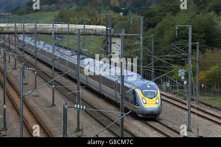 Neuen Eurostar-Zug-tests Stockfoto