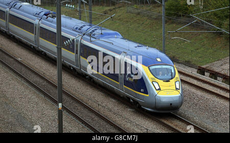 Neuen Eurostar-Zug-tests Stockfoto