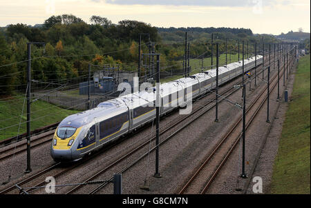 Neuen Eurostar-Zug-tests Stockfoto