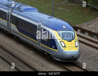 Neuen Eurostar-Zug-tests Stockfoto