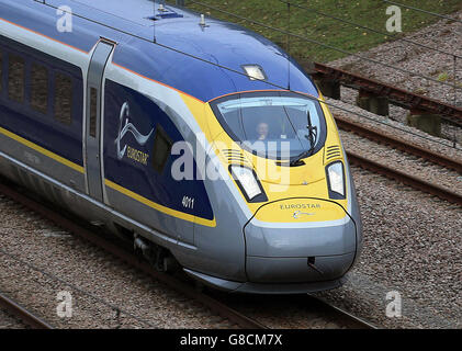 Neuen Eurostar-Zug-tests Stockfoto