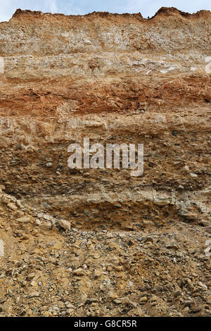 Alluvial Diamantschichten, Bergwerk, Western Cape, Südafrika. Stockfoto