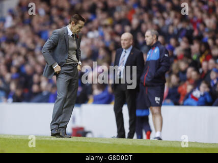 Alloa Athletic Manager Danny Lennon beim Ladbrokes Scottish Championship Match im Ibrox Stadium, Glasgow. Stockfoto