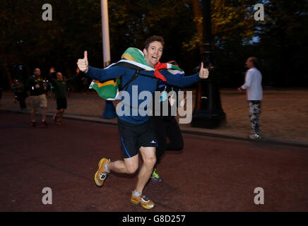 Rugby-Union - 1995 in Südafrika WM das Siegerteam - Jog Memory Run - Trafalgar Square Stockfoto