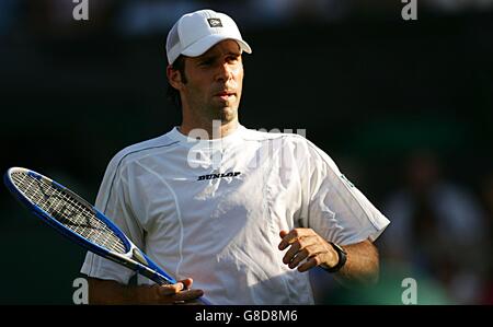 Tennis - Wimbledon Championships 2005 - Zweite Runde Für Herren - Joachim Johansson gegen Greg Rusedski - All England Club Stockfoto