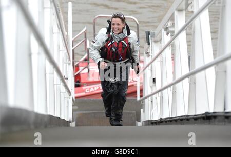 Sarah Outen runden das Angebot der Welt Stockfoto