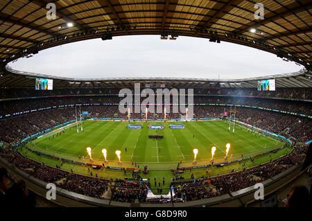 Rugby Union - Rugby-Weltmeisterschaft 2015 - Halbfinale - Südafrika / Neuseeland - Twickenham Stadium. Gesamtansicht des Twickenham Stadions vor dem Spiel. Stockfoto