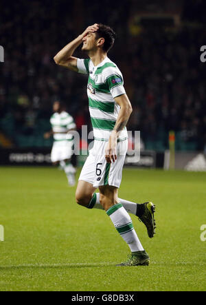 Celtic's NIR Bitton reagiert nach seinem unerlaubten Tor während des Spiels der UEFA Europa League im Celtic Park, Glasgow. Stockfoto