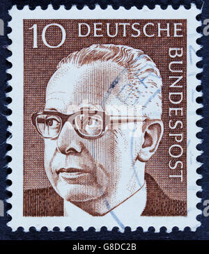 Deutschland - ca. 1971: Briefmarke gedruckt in DDR zeigt Präsident Gustav Heinemann Stockfoto