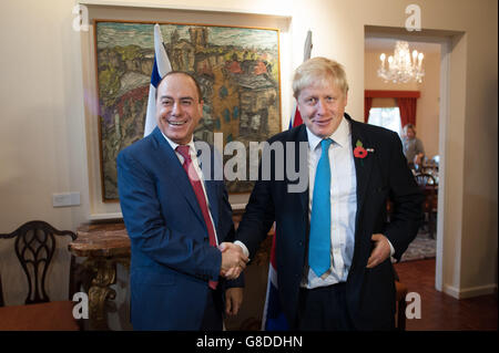 Boris Johnson Besuch in Israel - Tag eins Stockfoto