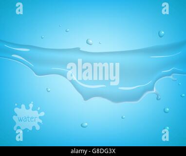 Spritzwasser isoliert auf blauem Hintergrund Stock Vektor