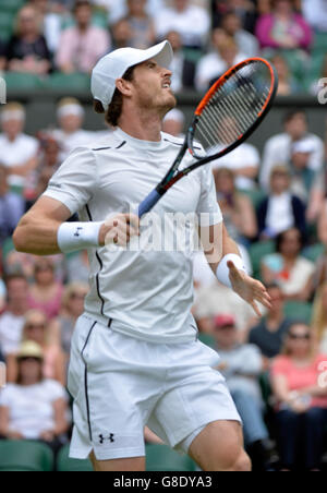 London, UK. 28. Juni 2016. AELTC Tennis Championships in Wimbledon London UK Andy Murray GBR in der 1. Runde entsprechen Credit: Leo Mason/Alamy Live News Stockfoto