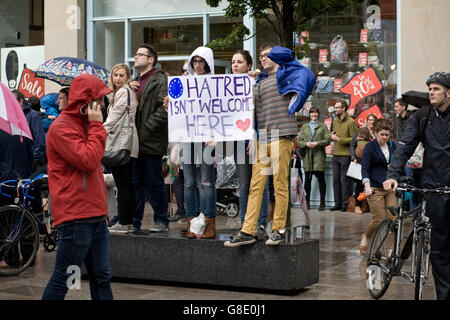 Cardiff, UK. 28. Juni 2014. Cardiff als Stadt kommt zusammen, um Europa nach rassistischen Vorfällen, die nach dem EU-Referendum und Austritt zu feiern. Rednern gehörten Plaid Cymru Führer Leanne Wood. Bildnachweis: Amonochromedream.com/Alamy Live-Nachrichten Stockfoto